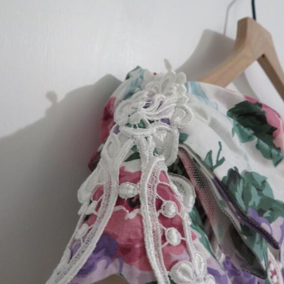 Jessica McClintock Womens Sz 12 Vintage White Floral Off Shoulder Midi Dress - Picture 5 of 9